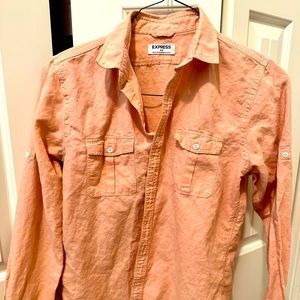 Men’s Express Linen Long Sleeve Shirt Size Medium(will iron before delivery)